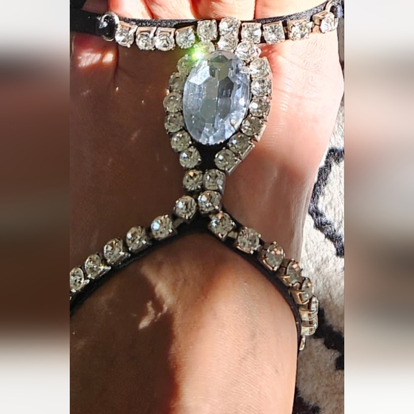 Rhinestone black sandals 8.5 - Picture 3 of 7